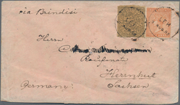 Indien - Feudalstaaten: KASCHMIR: 1889, 1 A Grey-green Mixed Franking With INDIA 3 A Brown-orange On - Otros & Sin Clasificación