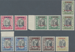 Indien - Feudalstaaten: RAJASTAN 1950: Complete Set Of 11 Overprinted Jaipur Stamps, Two Of Each Up - Andere & Zonder Classificatie