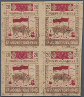 Indonesien - Vorläufer: Java, 1945, Independence 20 S. Buffalo And Flag In Brown/red, A Block Of Fou - Indonesien