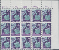 Indonesien: 1969, Satellite Communication 30r. With Variety GREY Instead Of Red Printing Block Of 15 - Indonésie