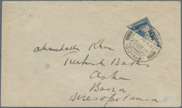 Irak: 1918, 2 1/2 A On 1 Pia Bright Blue, Diagonally Bisected, Tied By Bilingual Dater MARINA..(IRAQ - Irak