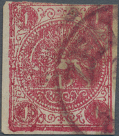 Iran: 1876, Lion Issue, 1kr. Carmine, Type B On Laid Paper, Fresh Colour, Touched To Full Margins, P - Iran