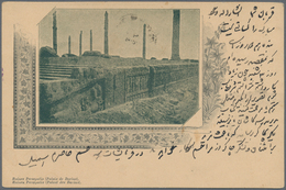 Iran: 1903 (ca.), Pictorial Stat. Postcard 5ch. 'Shah Muzzafar-ad-Din' Surch. In Violet '3 Chahis' W - Iran