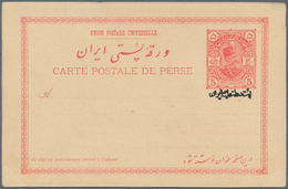 Iran: 1904, Pictorial Stat. Postcard 5ch. 'Shah Muzzafar-ad-Din' With Persian Ptg. Below Stamp Impre - Iran