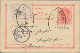 Iran: 1906 (18.7.), Pictorial Stat. Postcard 5ch. 'Shah Muzzafar-ad-Din' With Persian Ptg. Below Sta - Iran