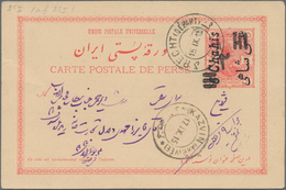 Iran: 1915, Stationery Card 5 Ch./5 Ch. Yet Again Surcharged, Canc. "RECHT15 IX.15" Used Inland To " - Iran