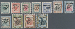Iran: 1921, Coronation Issue, 3ch.-5t., Complete Set Of Eleven Values With Specimen Overprint, Fresh - Iran