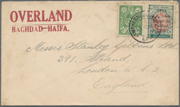 Iran: 1926, OVERLAND MAIL : 1 Ch. Green And 26 Ch. Violetbrown Green Together On Envelope Tied By "M - Iran