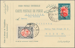 Iran: 1933, Stationery Card 2 Ch./9 Ch. Uprated 16 Ch. Canc. "TEHRAN 27 II.33" To Vienna/Austria - Iran