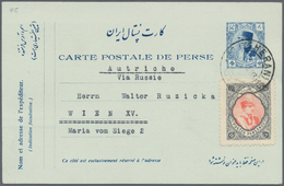 Iran: 1933, Stationery Card 10 Di. Uprated 16 Ch. Canc. "TEHRAN 27 II.33" To Vienna/Austria, Very Ea - Iran