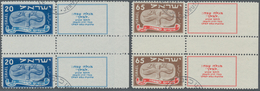 Israel: 1948, First New Year, Vertical Gutter Pairs With Full (no Bars) Tabs, Superb Mint Never Hing - Covers & Documents