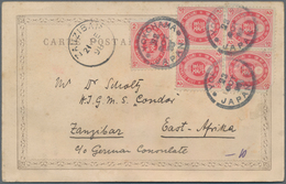 Japan: 1883, UPU Koban 2 S. (5 Inc. Block-4, One Is RC) Tied "YOKOHAMA 23 OCT 98" To Ppc To German L - Autres & Non Classés