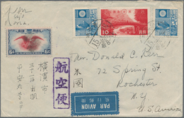 Japanische Post In Korea: 1937/39, Fuji Deer White Paper 20 S. (2), Nikko NP 10 S. Tied "Kanghwamun - Militärpostmarken