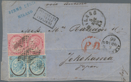 Japan - Besonderheiten: Incoming Mail, 1866, Italy, 20 C./25 C. (2) And 40 C. Red Pair Tied Large Do - Other & Unclassified