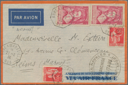 Japan - Besonderheiten: 1936, "KOBE A MARSEILLE 21-3 1936 No. 3", Four Strikes On Air Mail Cover Wit - Sonstige & Ohne Zuordnung