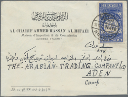 Jemen: 1931 6b. Ultramarine Used On Printed Cover From Hodaida To ADEN-CAMP, Cancelled By Bilingual - Yémen