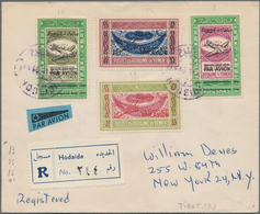 Jemen: 1947 Air Stamps 6b, 8b, 14b And 20b With Overprints For Prince's Flight From Sanaa, Used On R - Yémen