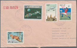 Kambodscha: 1990, 300 On 5r. "Football World Cup" In Combination With Three Other Values On Airmail - Cambodge