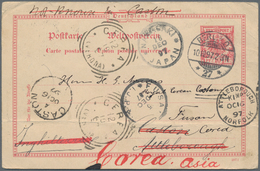 Korea: Incoming Mail, 1897, Germany, UPU Card 10 Pf. Canc. BERLIN.O. 10.10.97" To Fusan, Royal Corea - Corée (...-1945)