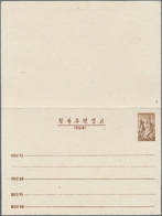 Korea-Nord: 1958, Stationery Double Card 5+5 Won Diamond Mountains Brown, Unused Mint. - Korea (Nord-)