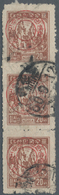 Korea-Nord - Besetzung In Südkorea: 1950, 20 Won Strip Of 3, Overprinted With Red Double Circle Of N - Corée Du Nord