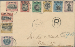 Labuan: 1894-96 Complete Set Of 9 Optd. "LABUAN" Used On Registered Cover To Ulm, Germany Via Italy, - Autres & Non Classés