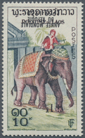 Laos: 1960, 10 K Multicolored Elephant With Inverted Overprint, Mint Never Hinged - Laos