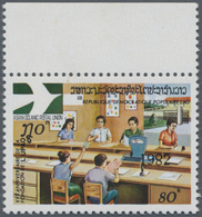 Laos: 1982, Overprints, 80k. "AOPU", Top Marginal Copy Showing Variety "inverted 8 In Overprint", Mi - Laos