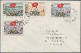 Laos - Pathet-Lao-Ausgaben: 1961, "Soldiers With Flag", Complete Set On F.d.c. From "XIENG KHOUANG 9 - Laos