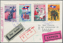 Laos - Pathet-Lao-Ausgaben: 1977, Definitives 10k. (3) And 60k. In Combination With Regular Laos Pos - Laos