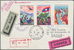 Laos - Pathet-Lao-Ausgaben: 1977, Definitives 20k.-40k. In Combination With Regular Laos Postage On - Laos