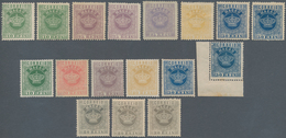 Macau: 1885 Crown Revised Colours: Perf. 12 1/2, 10 R. (2), 25 R. (3, One Mounted Mint), 50 R. (2, O - Other & Unclassified