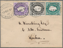 Macau: 1888, King Luis Embossed 5 R., 10 R. And 25 R. Total 40 R. Tied "MACAO 1 MAI 91" To Small Siz - Other & Unclassified