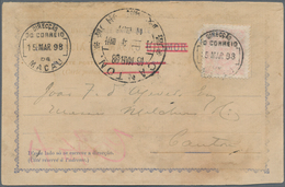 Macau: 1894, 5 R. Pale Rose, Colour Altered?, Tied "MACAU 15 MAR 98" To Card (faults) Form ("TIMOR" - Autres & Non Classés