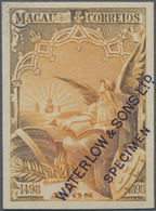 Macau: 1898, Vasco Da Gama, Waterlow&Sons Specimen: 4 A. Imperforated And Gummed In Orange, A Colour - Autres & Non Classés