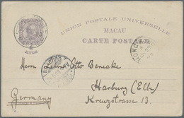 Macau: 1898, Card 3 A. Grey W. "centenario De India" Imprint On Reverse, Canc. "MACAU 27.MAI.98" Via - Autres & Non Classés
