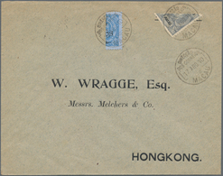 Macau: 1902/03, 6 A./200 R. Bluish On Blue And 3 A. Slate Tied "MACAU 17 AGO 10" To Cover To Hong Ko - Autres & Non Classés