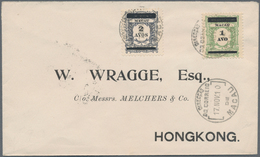 Macau: 1910, 1 A. On Light Green And 2 A. On Slate Violet Tied "MACAU 17 NOV 10" To Cover To Hong Ko - Sonstige & Ohne Zuordnung