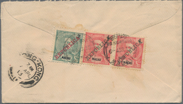 Macau: 1911, 2 A. Bluish Green And 4 A. Carmine (pair) Tied "MACAU 6 ABR 13" To Reverse Of Cover Via - Autres & Non Classés