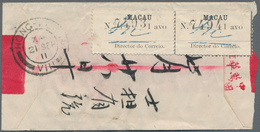 Macau: 1911, Emergency Issue 1 Avo (horiz. Pair) On Reverse Of Red Band Cover W. "MACAO 20 SEPT 11" - Altri & Non Classificati