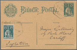 Macau: 1921, Stationery Card 2 A. Green Uprated 2 A. Gfeen Tied "MACAU 15-9-21" To Cardiff/Wales, UK - Altri & Non Classificati