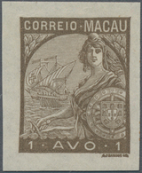 Macau: 1934, Padroes, Proof: 1 A. Olive Brown, Imperforated, No Gum. - Other & Unclassified