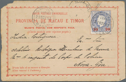 Macau - Ganzsachen: 1893 Postal Formulaire Double Card Question Part Commercially Used To Nova-Goa I - Ganzsachen