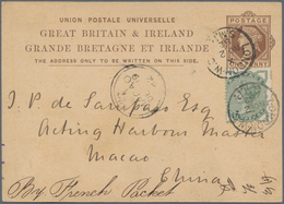 Macau - Besonderheiten: 1882, Incoming Mail, Crowned "MACAO DE 19 82" On Card UK QV 1d Uprated QV 1/ - Sonstige & Ohne Zuordnung