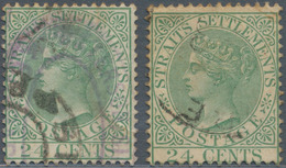 Malaiische Staaten - Straits Settlements: 1883-91 QV 24c. Blue-green, WATERMARK Crown CA INVERTED, U - Straits Settlements