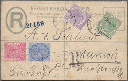 Malaiische Staaten - Straits Settlements: 1899, Five C Blue Registered Letter With Additional Franki - Straits Settlements