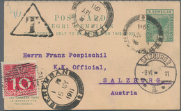 Malaiische Staaten - Negri Sembilan: 1911, Reply Card 1+1 C. Green Canc. "SEREMBAN 15 MY 11" To Salz - Negri Sembilan