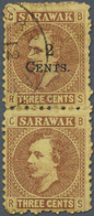 Malaiische Staaten - Sarawak: 1899, 2c. On 3c. Brown/yellow, Vertical Pair Showing Variety "lower St - Altri & Non Classificati
