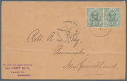 Malaiische Staaten - Sarawak: 1903, 2c Green Pair With Watermark On Cover From Kuching To Newfoundla - Andere & Zonder Classificatie