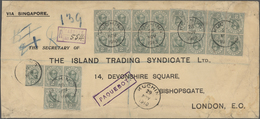 Malaiische Staaten - Sarawak: 1910, 21 Stamps 2c Green In Blocks And Stripes (one Single) On Registe - Andere & Zonder Classificatie